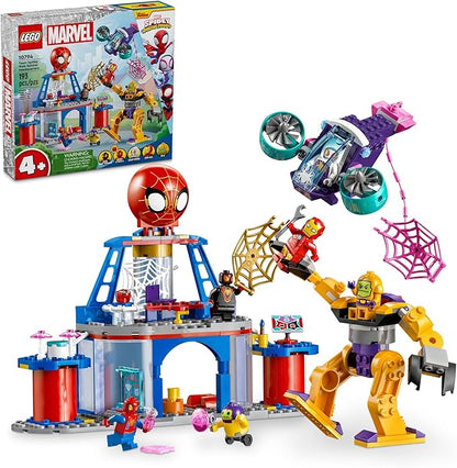 LEGO Marvel Team Spidey Web Spinner Headquarters Building Toy - Pretend Play Spidey and His Amazing Friends Toys Playset for Boys &amp Girls Ages 4+ Years - 3 Superhero Minifigures - 10794