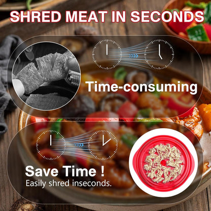 Skiennix Chicken Shredder Tool - 10-Inch Ergonomic Meat Shredder with Cleaning Brush | Dishwasher Safe