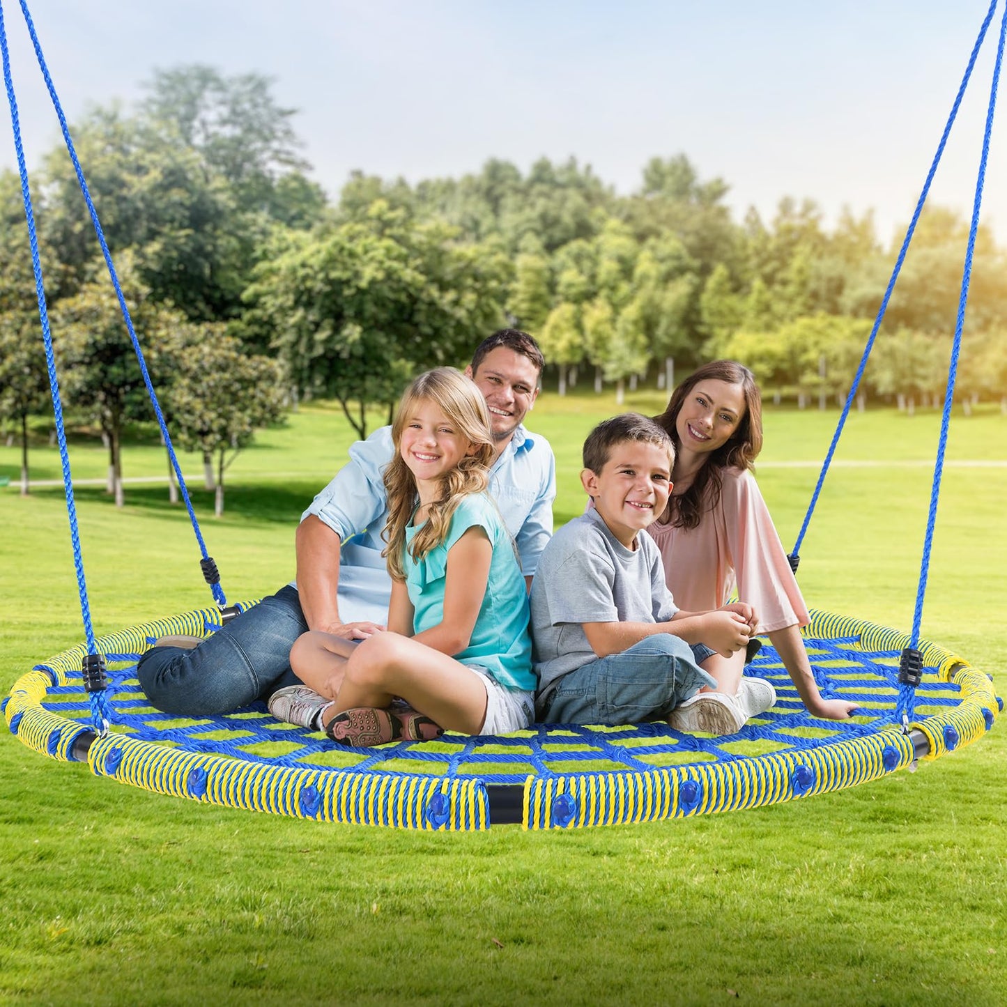 Trekassy 60" Large Spider Web Saucer Tree Swing for Kids & Adults, 750lbs Heavy Duty Outdoor Net Swing with Steel Frame and 2 Tree Hanging Straps (Patented)