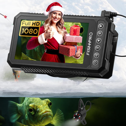 [FishPRO® 2026 Upgrade] 4.5'' True HD 1080P Underwater Fishing Camera (Plug & Play) - Ice Fishing Camera Underwater w/ 5,000mAh, USB-C, IR+LED, Fish Finder for Ice/Lake/Kayak, 65ft