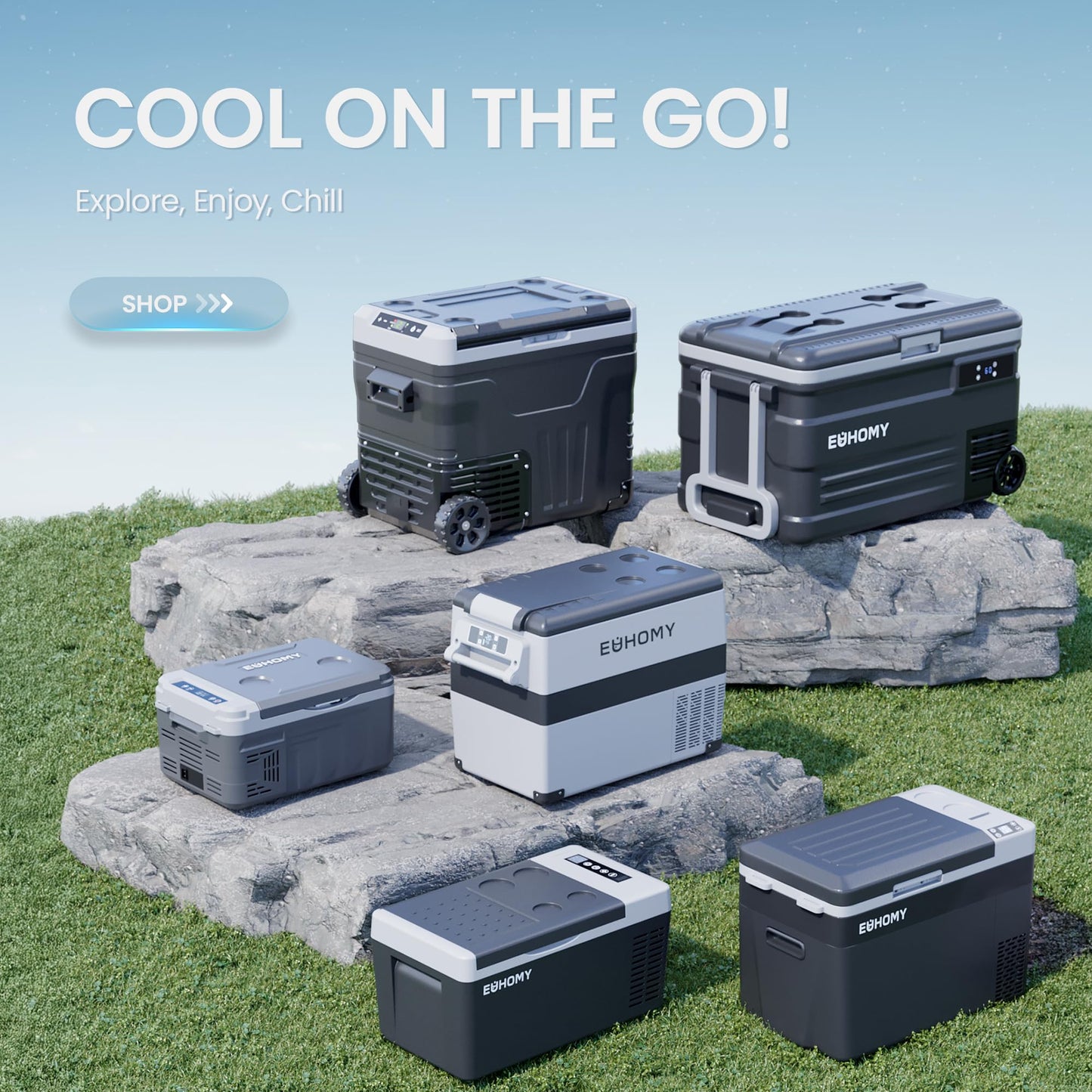 EUHOMY 12 Volt Refrigerator, 69QT Electric Cooler Powered by SECOP, Dual Zone Car Refrigerator -4℉~68℉, 12V Fridge 12/24V DC 110-240V AC, Portable Freezer for Camping, Boat,Travel