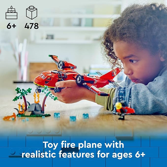 LEGO City Fire Rescue Plane Toy - Building Toy for Boys &amp Girls Ages 6+ - Gift for Easter Baskets - Pretend Playset for Kids - W/Working Drop Doors - 60413