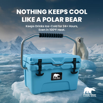 Polar Bear Coolers - 20 Can Hard-Sided Cooler - Ice Chest for Camping, Travel, Sports Events, or Fishing - Insulated Hard Shell Cooler - Heavy-Duty & Portable - Keeps Ice up to 5 days - 20 qt, Seafoam