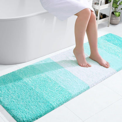 OLANLY Bathroom Runner Rug - Extra Soft Microfiber Mat | Quick Dry & Washable 59x20, Teal
