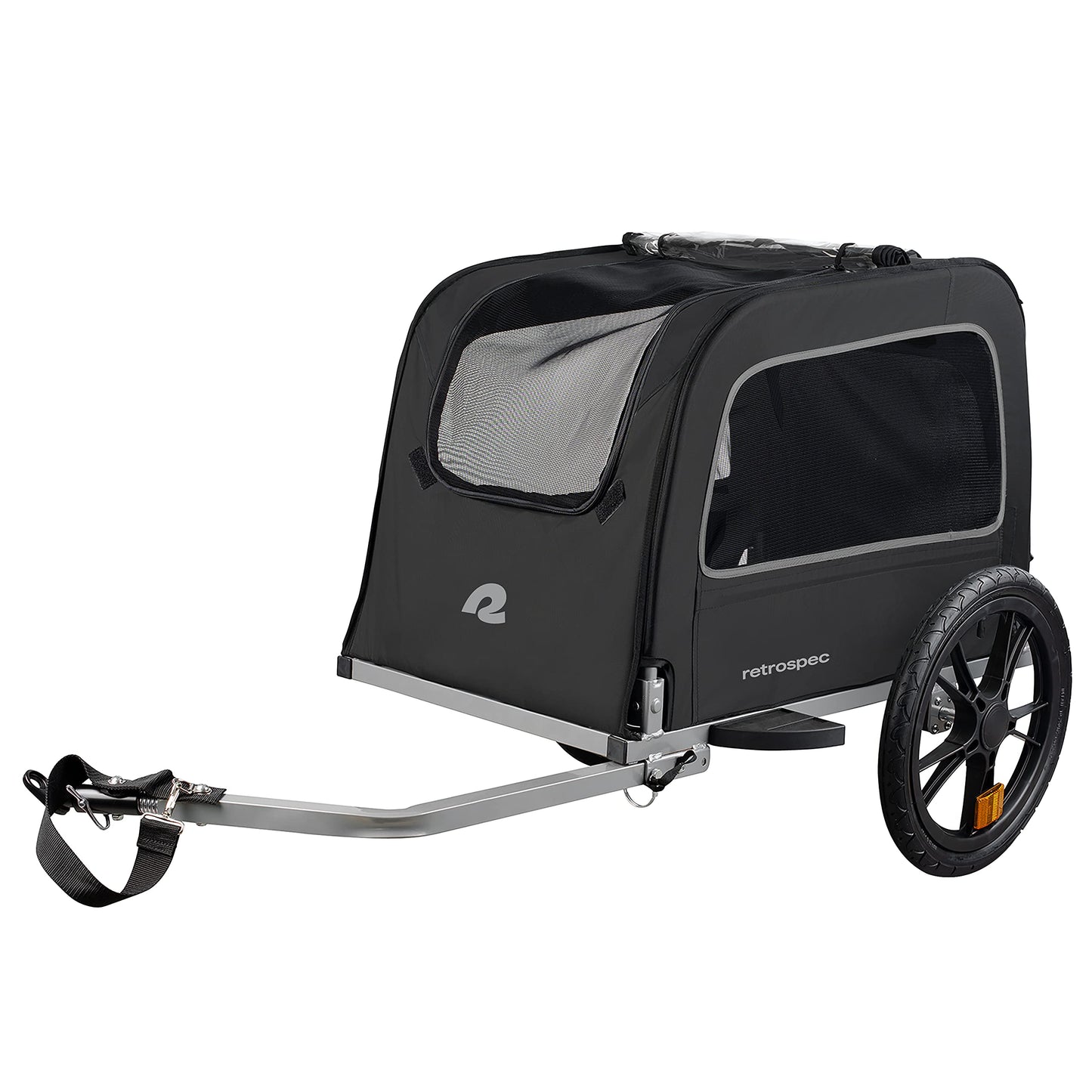 Retrospec Rover Hauler Pet Bike Trailer - Small & Medium Sized Dogs Bicycle Carrier - Foldable Frame with 16 Inch Wheels - Non-Slip Floor & Internal Leash - Black, One Size