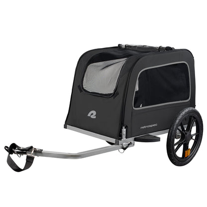 Retrospec Rover Hauler Pet Bike Trailer - Small & Medium Sized Dogs Bicycle Carrier - Foldable Frame with 16 Inch Wheels - Non-Slip Floor & Internal Leash - Black, One Size