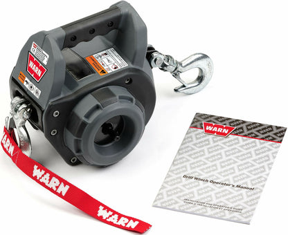 WARN Drill Winch 750 lb Capacity Portable Drilling Winch with 30 ft Steel Rope, Fairlead, Hook – Corded Electric Drill Powered Pulling Winch for Trucks, ATVs, UTVs, Trailers, & Off-Road Recovery