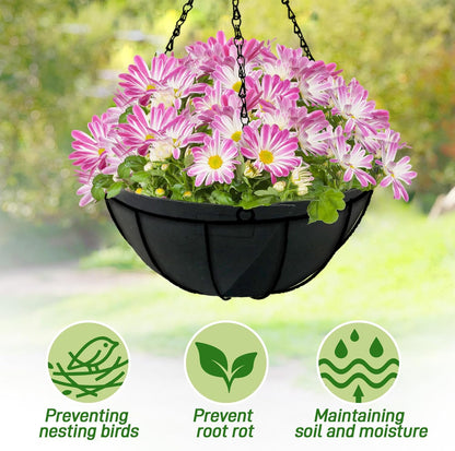 Skiennix 12-Inch Fabric Planter Basket Liners - Eco-Friendly Felt Replacement for Hanging Baskets