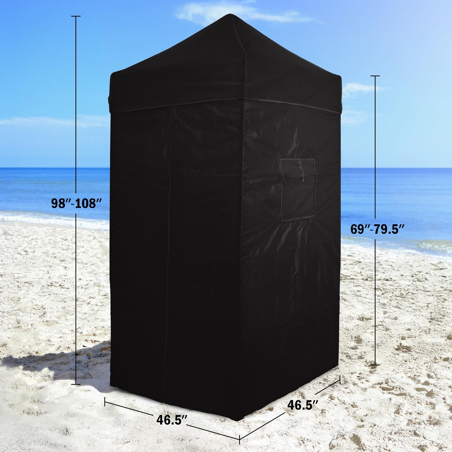 Pop Up Changing Tent - Adjustable 8ft-9ft Height Steel Frame Privacy Tent, Pool Cabana or Portable Changing Room for Camping Toilet or Portable Shower - Camping Essentials by Wakeman Outdoors (Black)