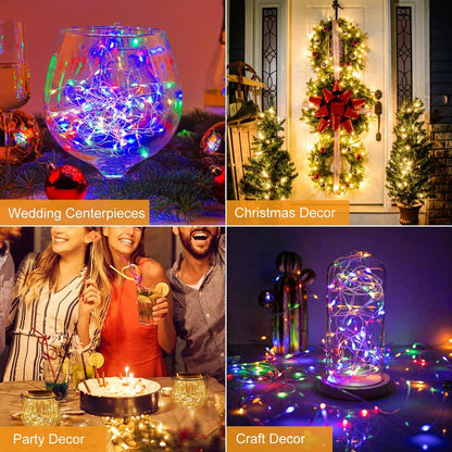 btfarm 6 Pack Fairy Lights Battery Operated [3 Modes], 7ft 20 Led Twinkle String Lights Waterproof Bulk Small Mini Sliver Wire for Christmas Mason Jars Wedding Table Centerpiece, Warm White/Colorful