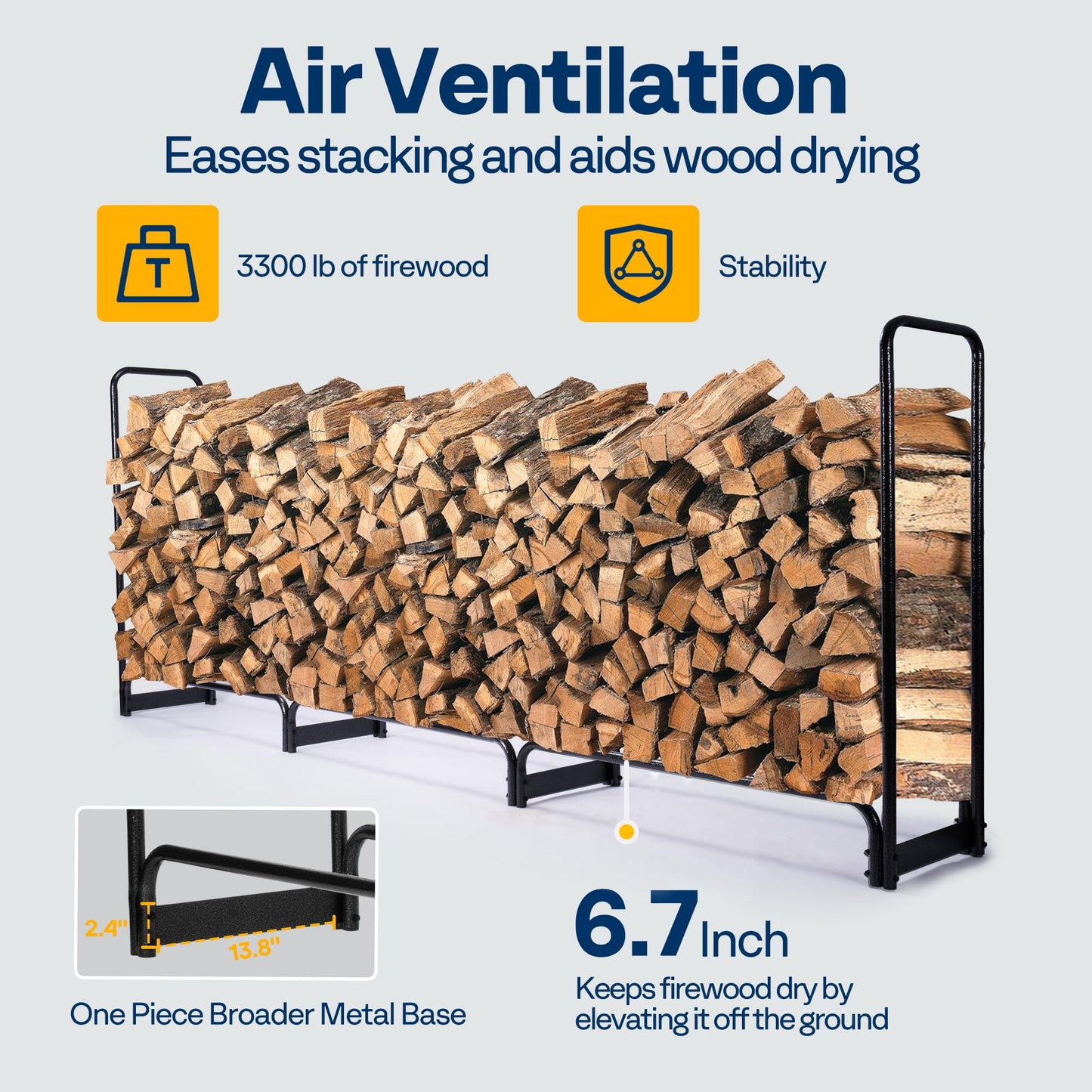 VIVOHOME 28 in Firewood Log Rack Hoop with Cover for Indoor Outdoor Patio Deck Porch, with 10 ft Firewood Rack Outdoor with Cover, Log Holder and Cover Combo Set with Zipper, Black
