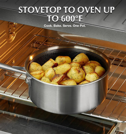 KOCH SYSTEME CS Hybrid Nonstick Stainless Steel Saucepan Set - 6-Piece Induction-Ready Cookware Set