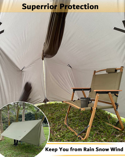 Sunyear All-Season Camping Hammock Shelter System - Complete Kit with Unique Trapezoid Hammock (Double, 500lbs Capacity) and 11ft Waterproof Rain Fly Tarp with Doors