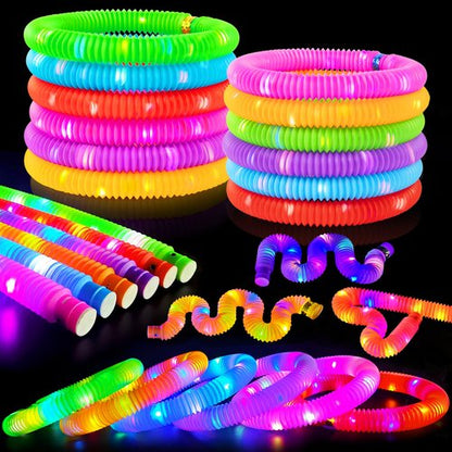 Glow Sticks Bulk Party Favors Supplies 96 PCS, LED Light up Wands Pop Tubes for Toddlers Kids, Glow in Dark Bracelet Necklace Accessories Decorations for Birthday Wedding Dance Floor Props Events