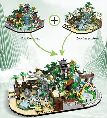 Zoo Building Model Set 4800 Pcs Desert Zoo Micro Building Toys Creative Zoological Park Model Set Micro Particle Modular Building House Gift for Adult and Teens