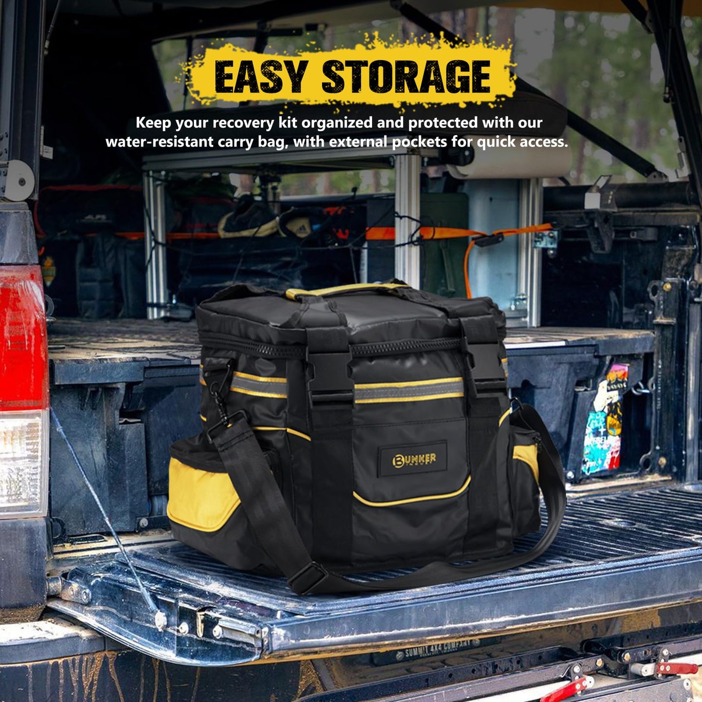 BUNKER INDUST Recovery Kit, 1"×30ft Kinetic Recovery Rope + 2 Soft Shackles + Recovery Ring+ Shackle Hitch Receiver + Winch Dampener+ Gloves+ Carry Bag, Off Road 4x4 Recovery Gear Winch Accessories