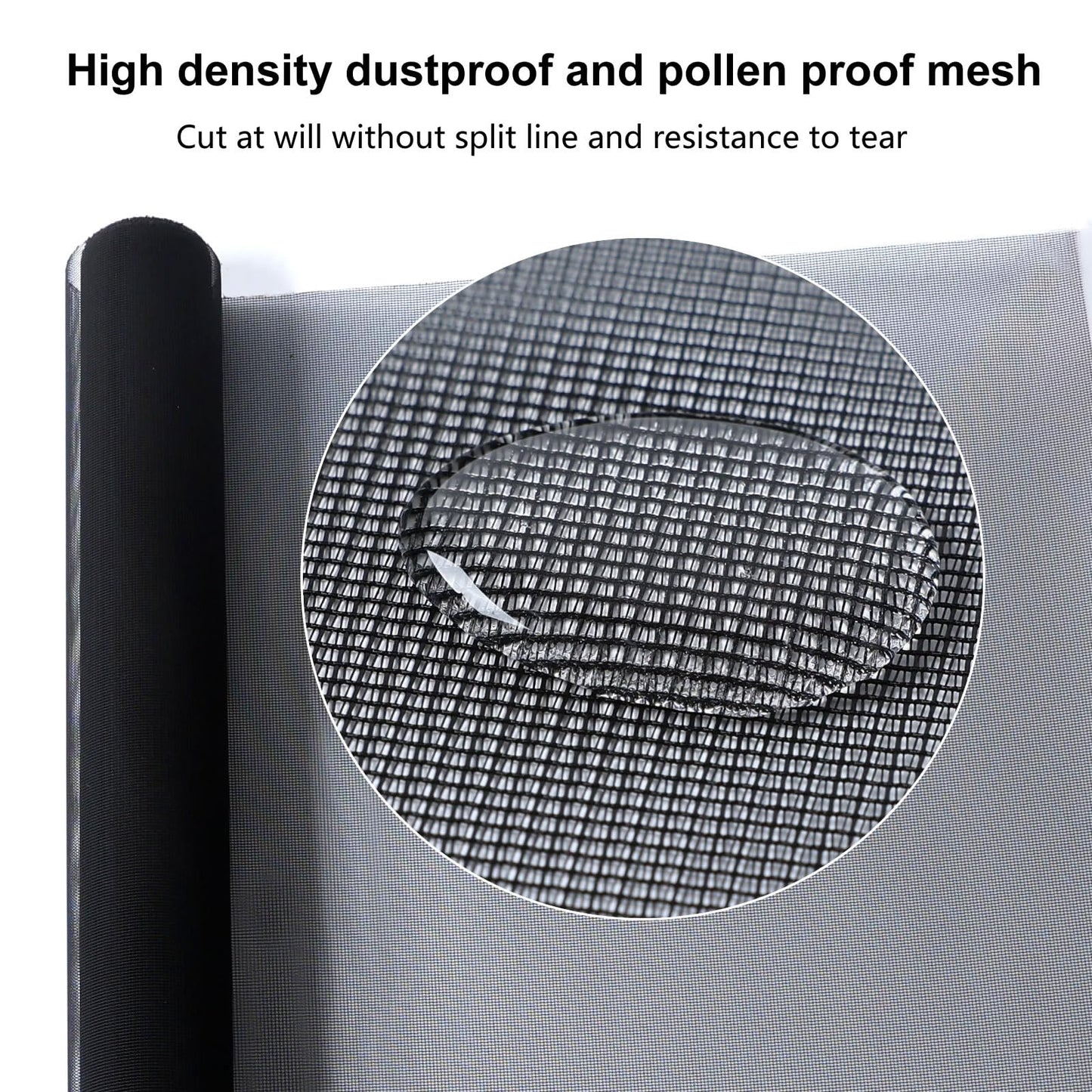 High Density dustproof and Pollen Proof net Window Screen mesh roll Used to Replace Screen Windows and Doors (Black high-Density mesh,787''×49''(2000×125cm)