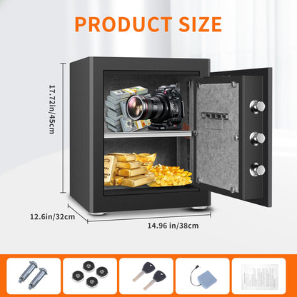 HSGCJS Biometric Fingerprint Safe, Security Safes with full Digital Keypad, Induction Light and Soft Lining, Home Box for Money, Jewelry and Documents -1.93 Cubic Feet