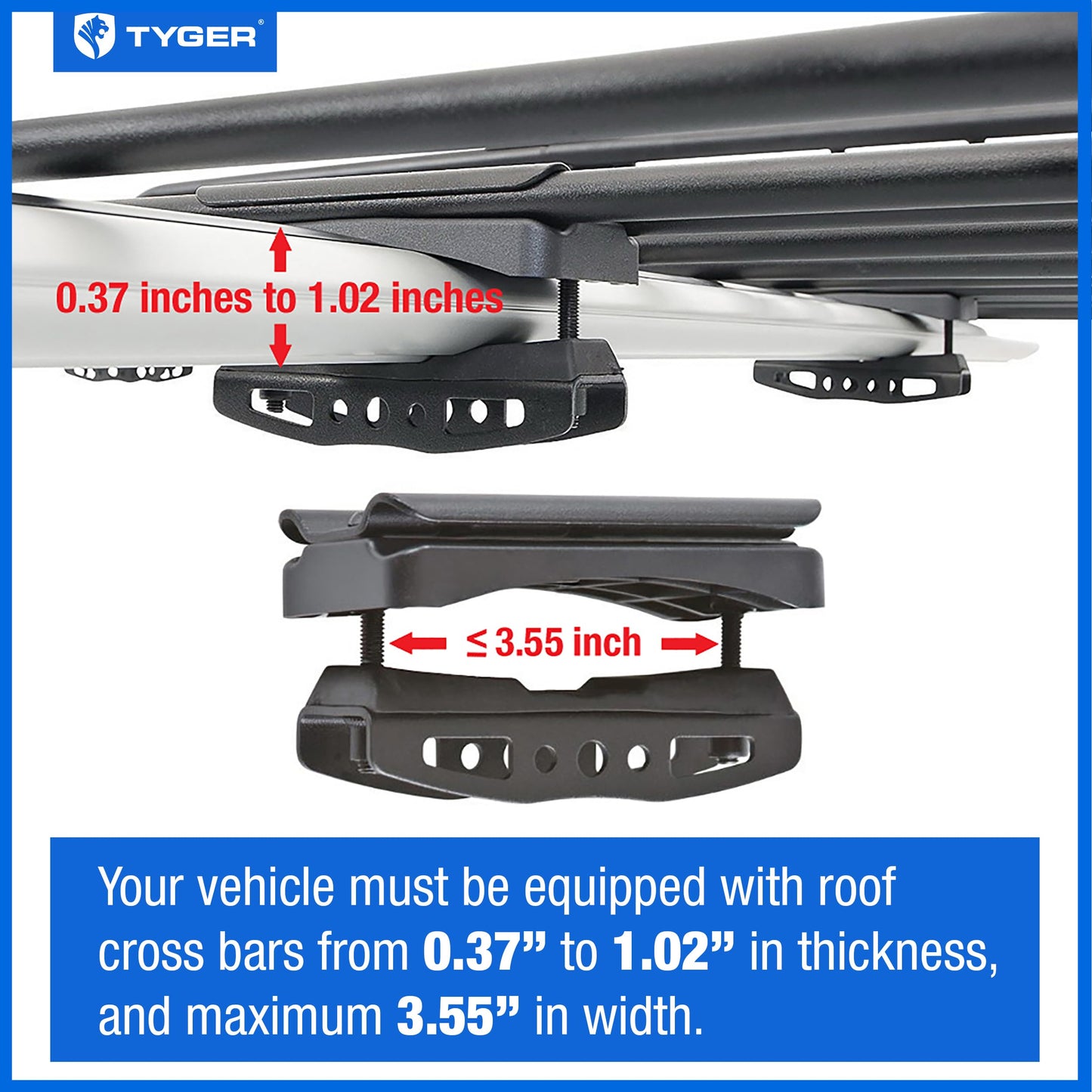 Tyger Auto TG-RK1B942B Heavy Duty Roof Mounted Cargo Basket Rack | L57.5 x W42 x H6 | Roof Top Luggage Carrier | with Wind Fairing, Black