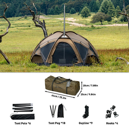 POMOLY Dome Tent Camping Hot Tent, Dome X6 Pro 4 Season Freestanding Tent for 2-4 Person Backpacking, Hiking, Hunting
