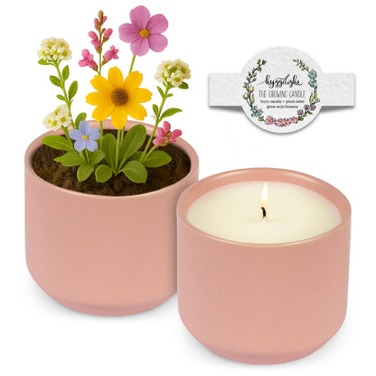The Growing Candle, from Flame to Flower, Lilac Scented, Non-Toxic, 100% Soy Wax, Indoor Wildflower Garden, Aromatherapy Gift for Women, 8oz, 45 Hr Burn Time, Adelyn