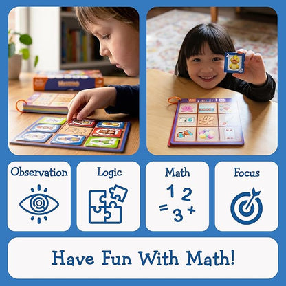 FoxMind Games Mystero – Multi-Level BrainTeaser Puzzles for Kids Ages 4+ STEM Game Develops Math Logic &amp Reasoning Skills 64 Progressive Challenges (Brain Builder Series)