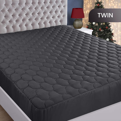 Utopia Bedding Waterproof Mattress Protector - Noiseless Quilted Twin Pad | Deep Pocket Fits Up to 16 Inches (Grey)