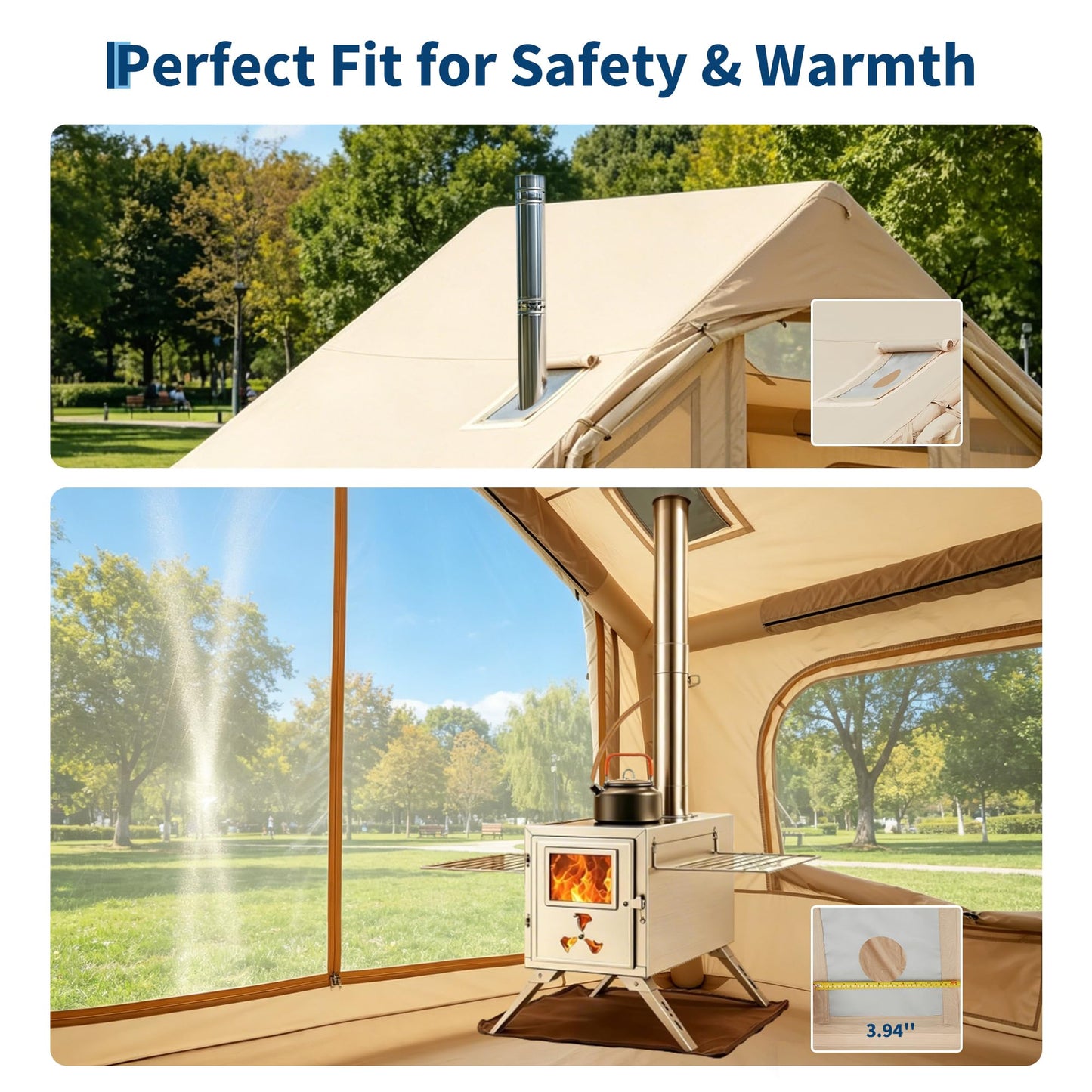 Inflatable Tents for Camping, Blow Up Tent for 3-6 People, Blow Up Camping Tent with Hand Pump, 5-Min Setup Air Tent with Stove Jack, Waterproof Oxford Family Glamping Tent