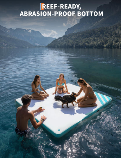 Inflatable Floating Dock Air Dock Platform Non-Slip Surface Thick Lake Floats with Portable Carrying Bag, Air Pump for Lakes, Pool, Beach, Ocean