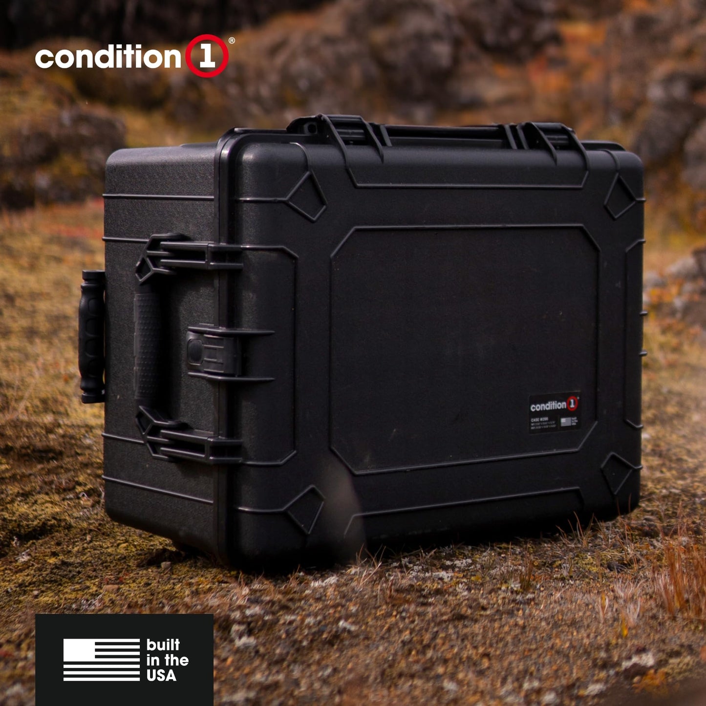 Condition 1 25" Large Rolling Hard Travel Case Model 286, Lockable Storage Box with Wheels and Handle, Waterproof Dustproof TSA Friendly, Made in USA, 24.58"x19.58"x14.60" Tan