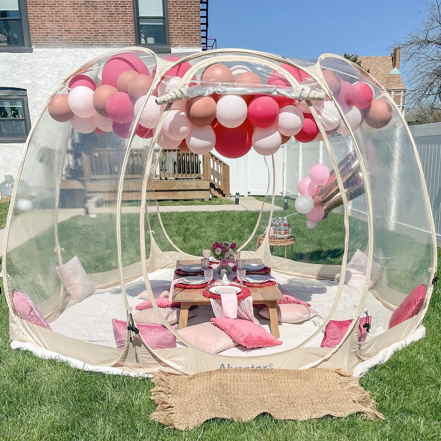 Screen Houses Pop-up Outdoor Camping Tent, 540 Degree Fully Transparent Non Dead Corner Gazebo (12 'x12')