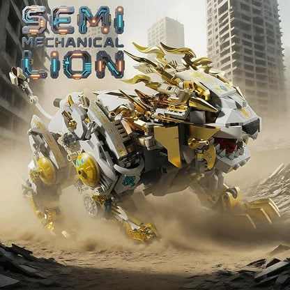 Mechanical Lion Building Block Toy Set Futuristic Mechanical Beast Model with Movable Parts &amp Gears Premium Mechanical Building Kit with Display Stand and Motor Ideal Gift for Boys &amp Adults