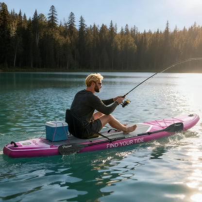 PRAISUN 12’ x 35” Inflatable Paddle Board, 450lbs Extra Wide Stand Up Paddleboard for Youth/Adults of All Skill Levels, Stable SUP with Seat & Full Kit, for Fishing, Yoga, Lake & Ocean, Pink