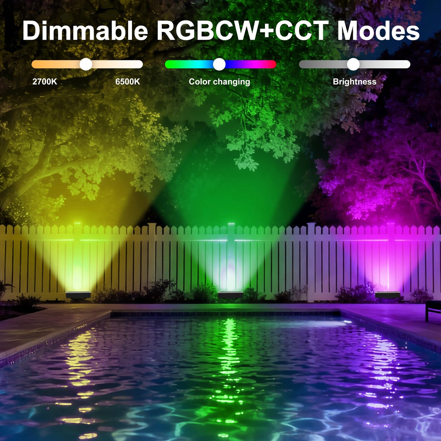 Yasotek Linkable Flood Lights Outdoor 180W RGBCW Color Changing LED