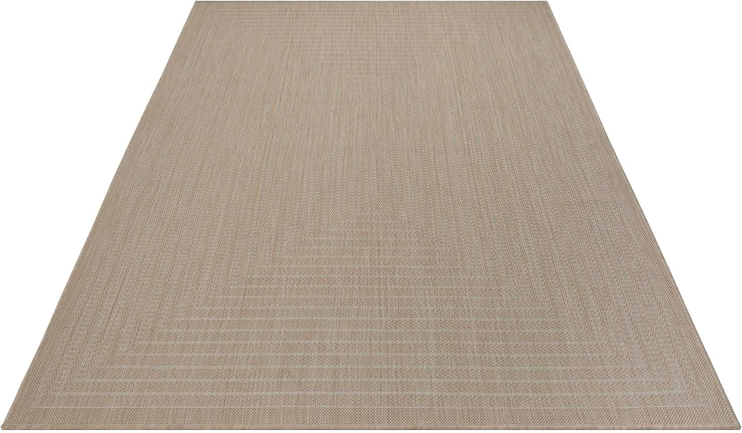 Adiva Rugs Outdoor Indoor Area Rug, Weather Resistant, Easy to Clean, Stain Resistant Floor Mat for Dining Room, Backyard, Deck, Patio (Natural Beige, 6' x 9')