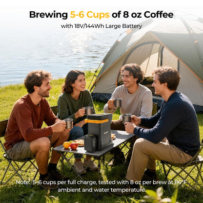 BougeRV Coffee Maker with 18V 8Ah Battery Powered Compatible with K Cup Coffee Pods & Ground Coffee, Portable Coffee Maker Cordless with AC/DC Power for Travel, Camping, Outdoor, Jobsite, RV, Home