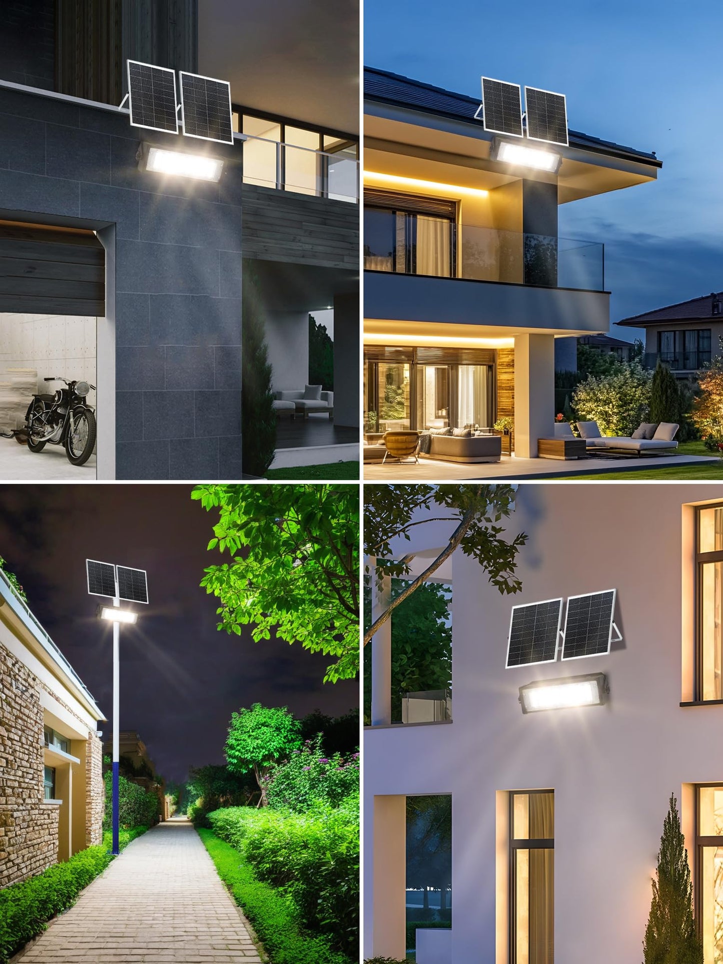 WERISE Solar Flood Lights Outdoor Waterproof IP66, 3600 Lumen 6500K LED Floodlight with 16.4ft Wire, 30000mAh Battery Dusk to Dawn Solar Powered Security Light with Remote Control for Shed Garage Barn