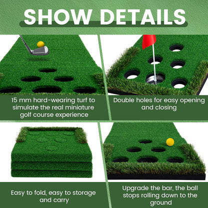 Golf Putting Game Set Putting Green Indoor Outdoor Putting Mat with 2 Putters 2 Balls 2 Cups & Flags Backyard Party Office Golf Game for Young Adults Fathers & Golfers