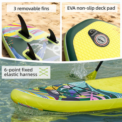 Aquajourney Inflatable Stand Up Paddle Board 10'6", Lightweight & Stable with 3-Fin Maneuverability, Complete Paddleboard Accessories for Adults & Youth, Ideal Outdoor Gift
