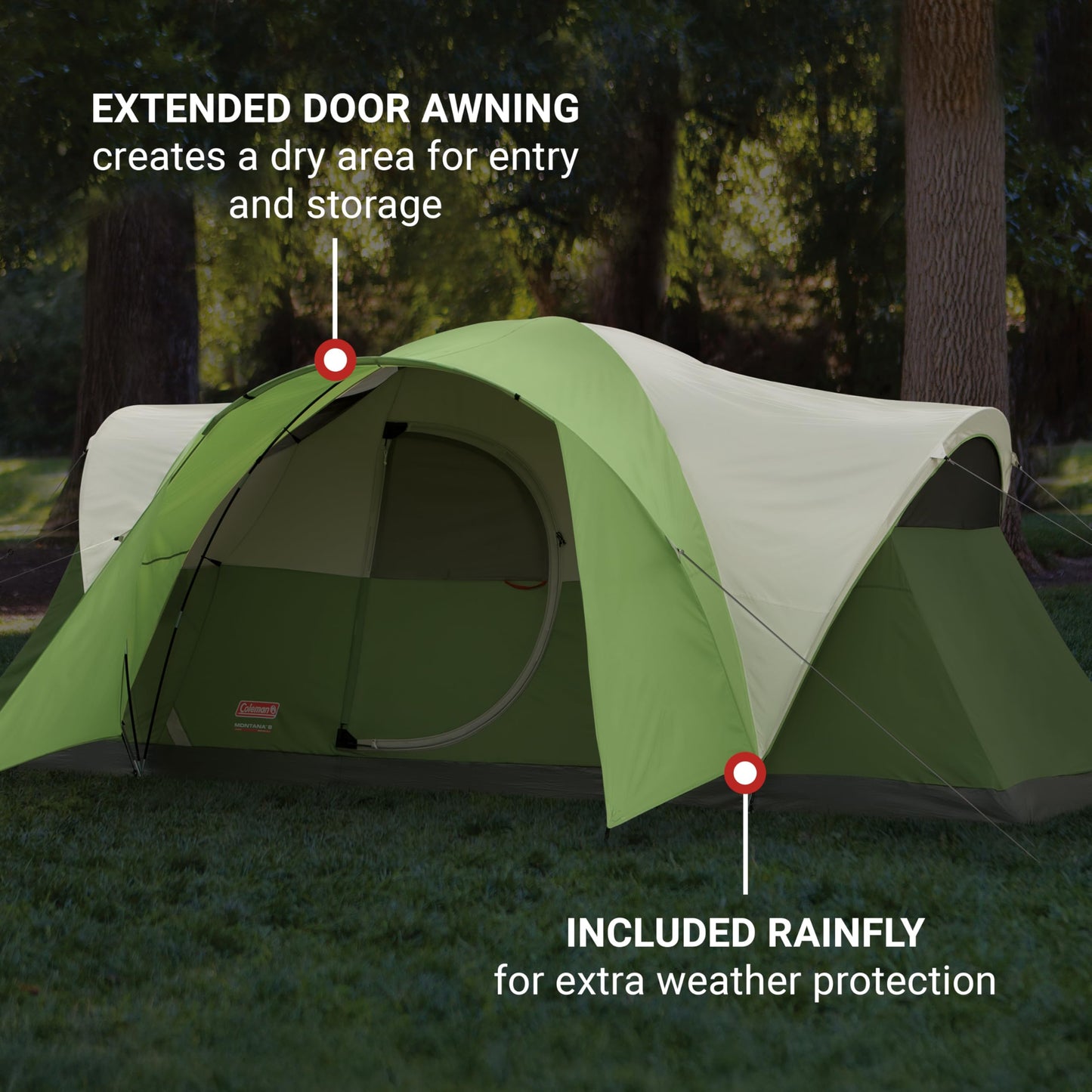 Coleman Camping Tent | 8 Person Montana Cabin Tent with Hinged Door