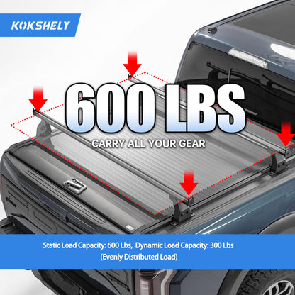 KOKSHELY 71.3’’ Adjustable Truck Bed Rack Cross Bars(2-Pack) for Full-Size Trucks, T-Slot Tonneau Cross Bars| Aluminum Cross Bar with Top Slide Mount | Compatible with Kayak Racks, Bike Racks & More