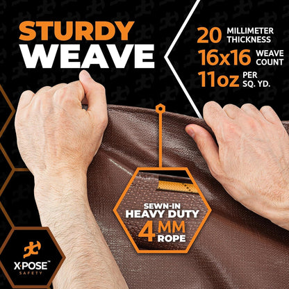 Xpose Safety 15' x 15' Brown/White Ultra Heavy Duty Tarp - 20 Mil - Heavy Duty Waterproof - Extra Large Tarp,Waterproof Tarp Cover Rain Camping,Tent Tarp,UV Protection,Reinforced Corners