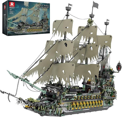 Reobrix Pirate Ship Building Sets MOC Flying Dutchman Model Toy BoatGreen Ghost Ship Building Blocks Sets 66037Toy Sets for AdultsHalloween Home Decor Birthday Gifts for Kids 14+(5503 PCS