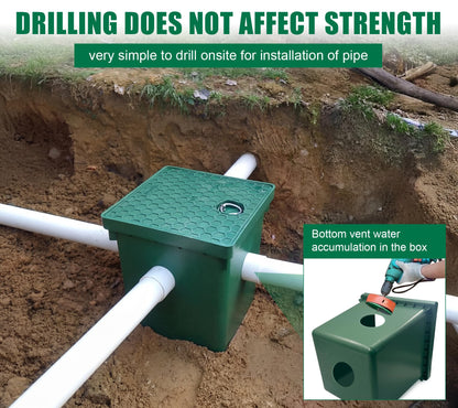 Natotela 2 Sets 12.5x12.5x14.3in Underground Splice Boxes W/Solid Inspection Cover Deep Enclosure Precast Pull Distribution Pit Access Electrical Junction Boxes Drillable Tapered Wiring Cable Box