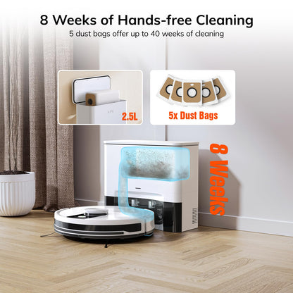 ILIFE A12 Pro Robot Vacuum and Mop Combo, Self Emptying Station for 60 Days, LiDAR Navigation, Home Mapping, No-Go Zones, 2.4G WiFi/App/Alexa/Remote Control, for Hard Floors, 110V