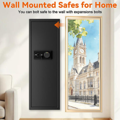 Heavy Duty Fireproof Wall Safes Between the Studs, Extra Large Fire Security Wall Safe with Digital Keypad lock and 3 Removable Shelf, Wall Rifle Safe Fireproof for Home, Gun, Cash, Documents, Jewelry