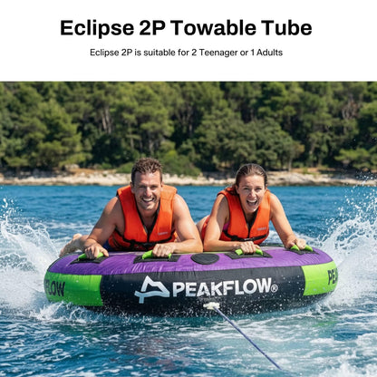 PEAKFLOW Towable Tube,Boat Tube,1-2 PersonsModels,Tubes for Boating,Heavy Duty 840D Nylon & 28-Gauge PVC,High-Speed Water Fun, 54x54 Inches Inflated,Eclipse Series