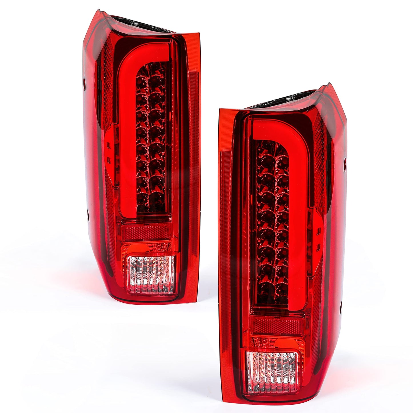 HECASA Tail Light Brake Lamps 3D LED Tube Bar for Ford F150/F250/F350/Bronco - Red Lens, Model MO-1621