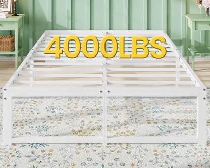 SHA CERLIN 14 Inch Heavy Duty Queen Bed Frame, 4000 lbs Capacity Metal Platform Beds with Reinforced Legs,No Box Spring Required,Easy Assembly,White