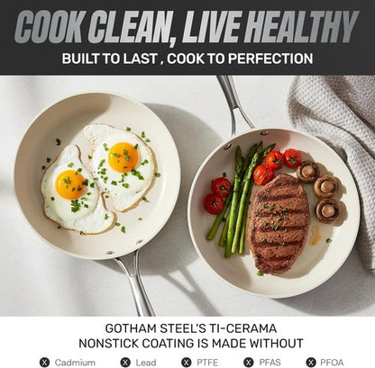 GOTHAM STEEL 10-Inch Nonstick Frying Pan - Ceramic Skillet with Stay-Cool Handle, Oven & Dishwasher Safe